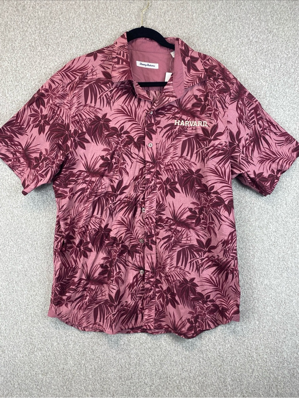 Tommy Bahama Harvard University Shirt Mens L Hawaiian Tropical Button Pima